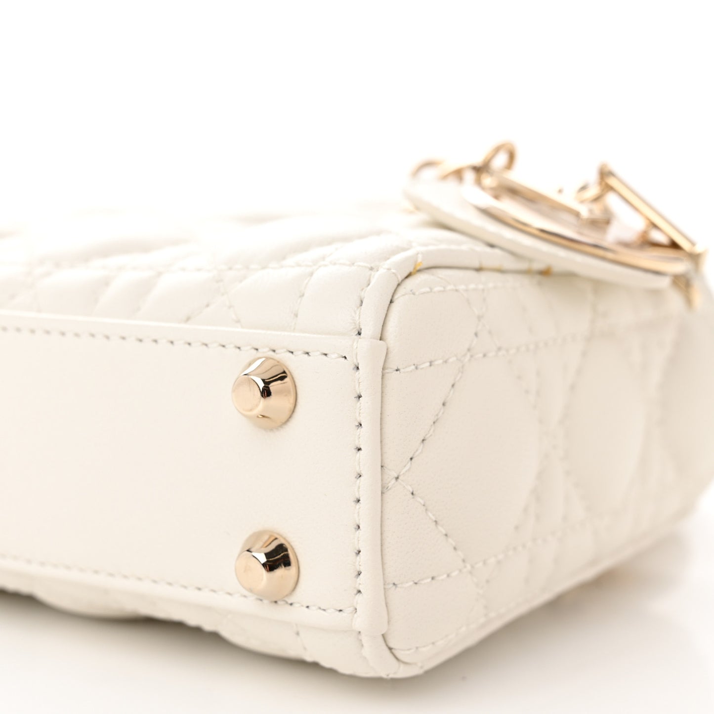 Lambskin Cannage Micro Lady Dior White