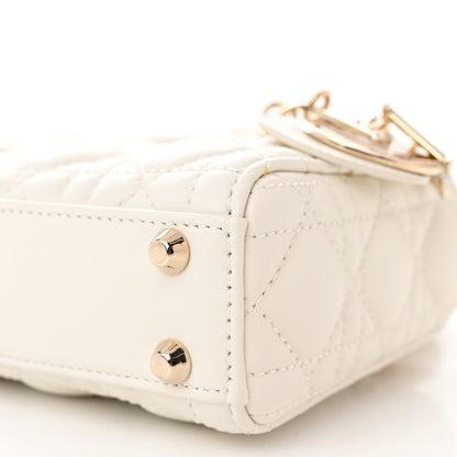 Christian Dior Lambskin Cannage Micro Lady Dior White 10 of 11