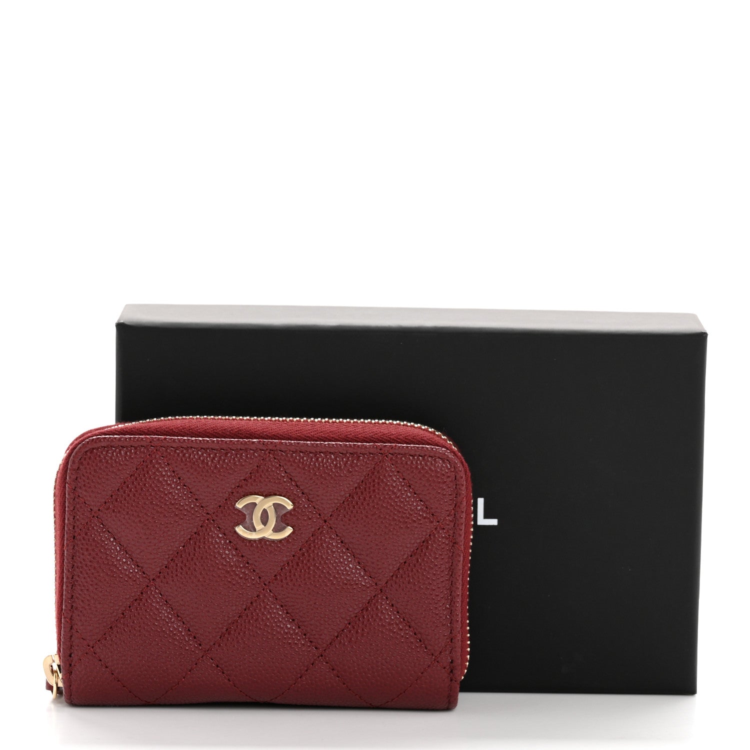 Chanel Caviar Quilted Zip Around Coin Purse Burgundy 8 of 8