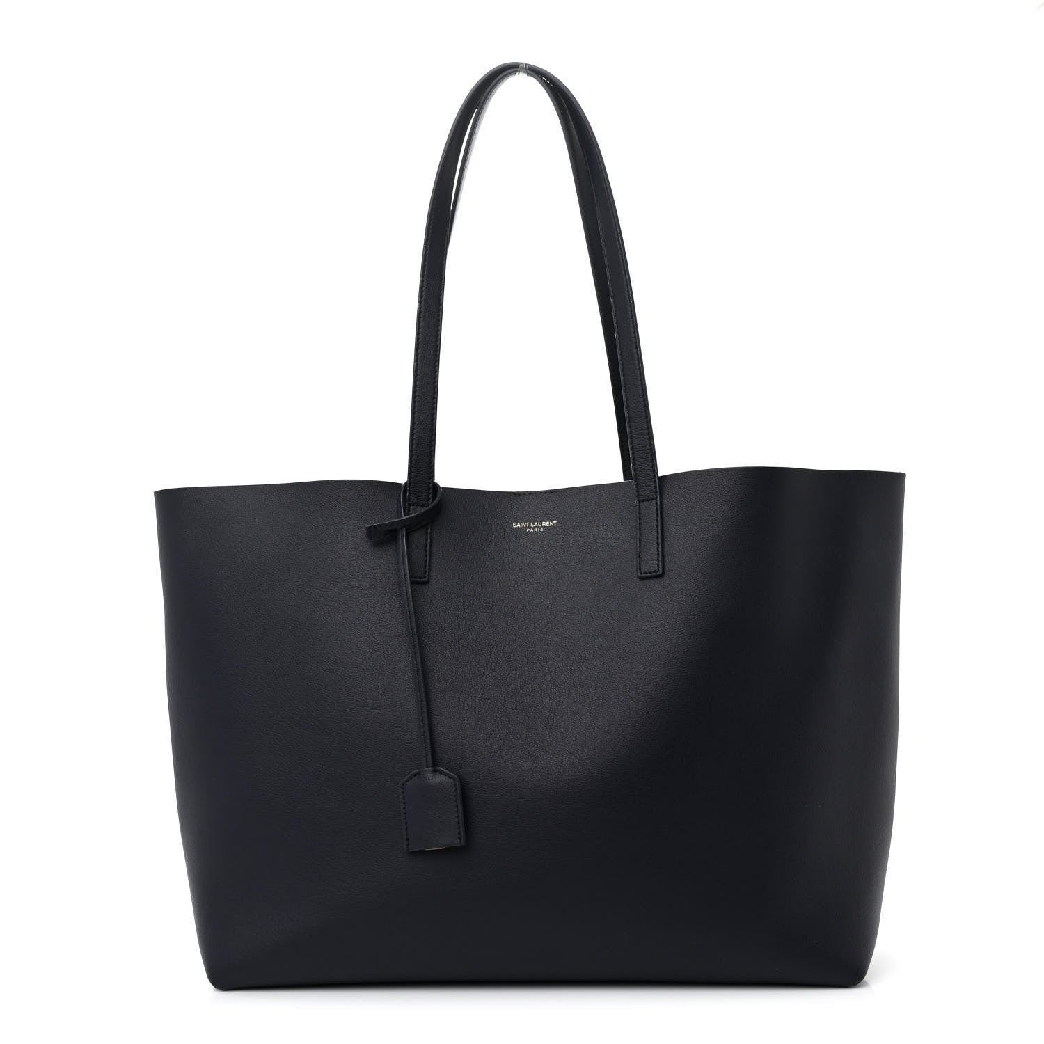 Saint Laurent Calfskin Large Shopping Tote Deep Marine 1 of 15