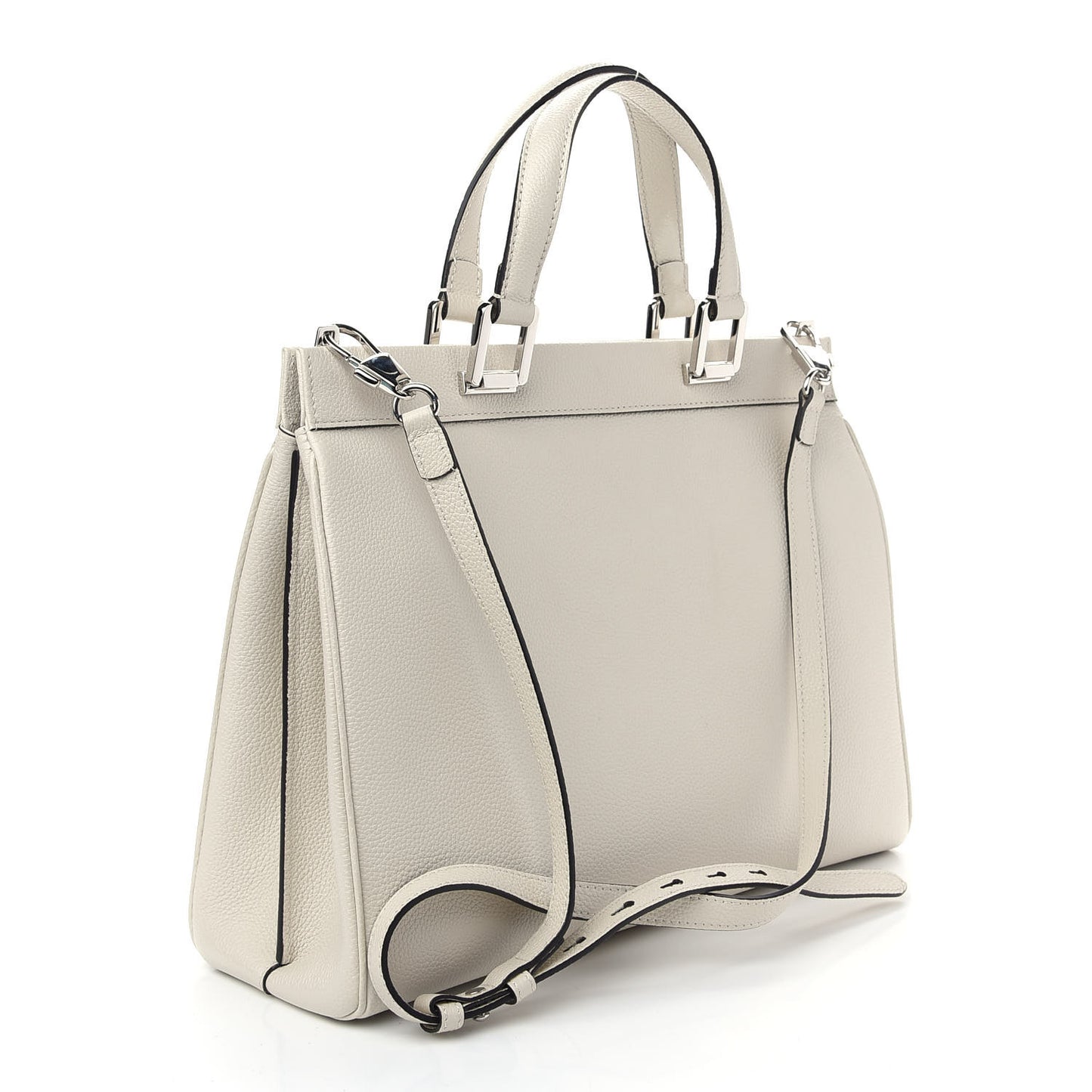 Grainy Calfskin Medium Zumi Top Handle Bag Mystic White