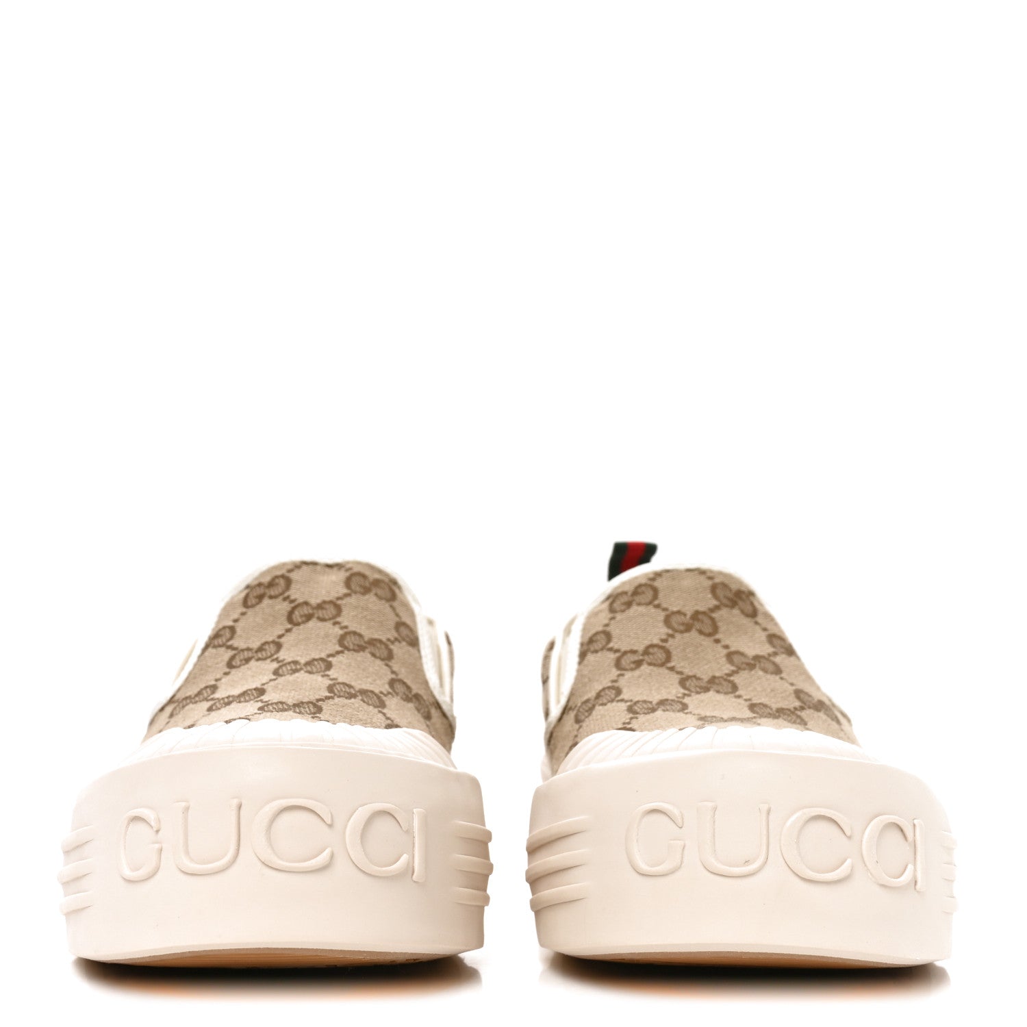 Gucci GG Monogram Womens Slip Sneakers 40 Beige Ebony Mystic White 3 of 9