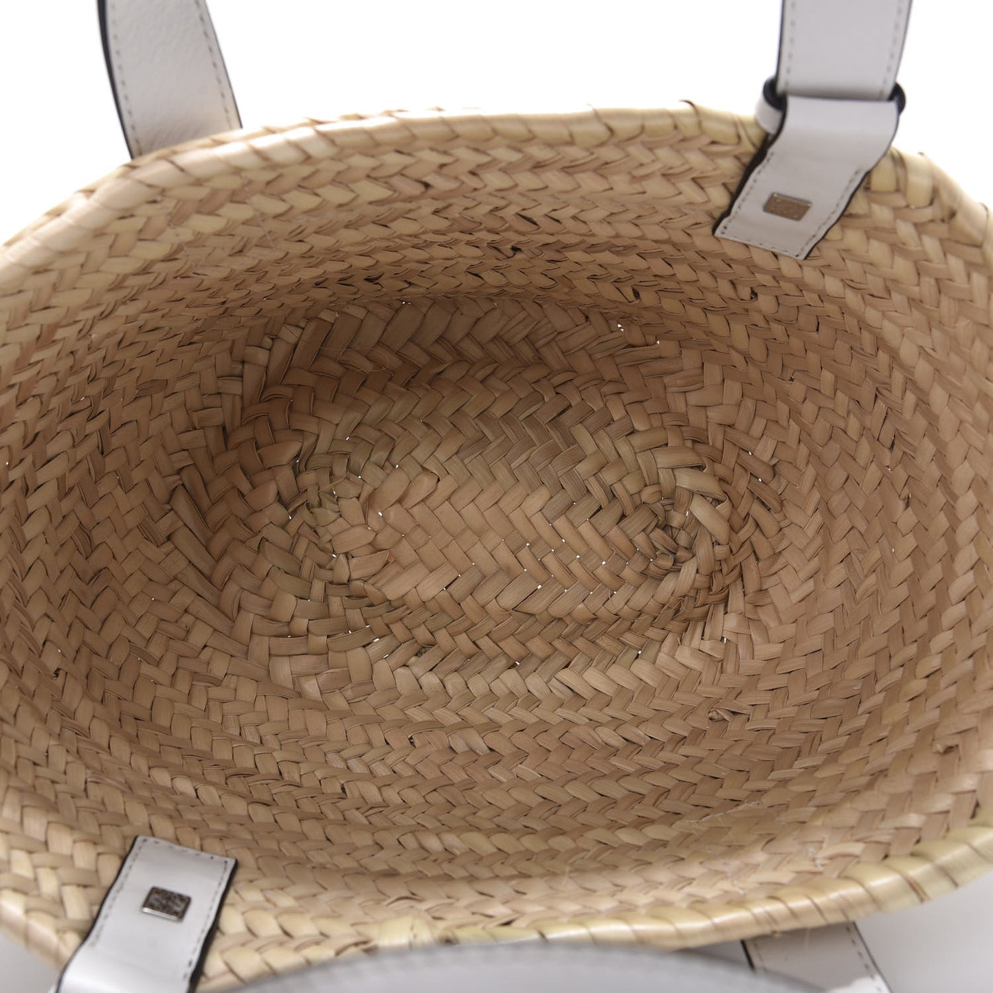 Raffia Small Basket Tote Bag Natural White