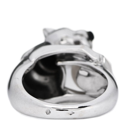 Cartier 18K White Gold Pearl Black Onyx Emerald Panthere De Cartier Ring 52 6 5 of 6