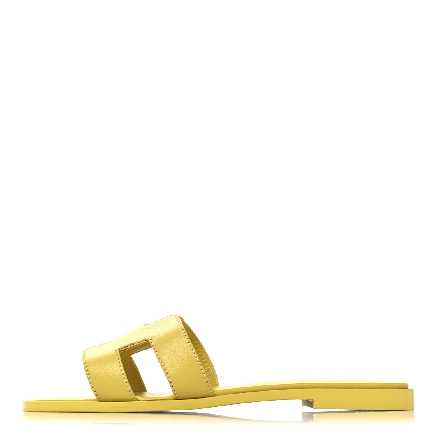 Hermes Box Calfskin Oran Sandals 36.5 Jaune Citron 1 of 9
