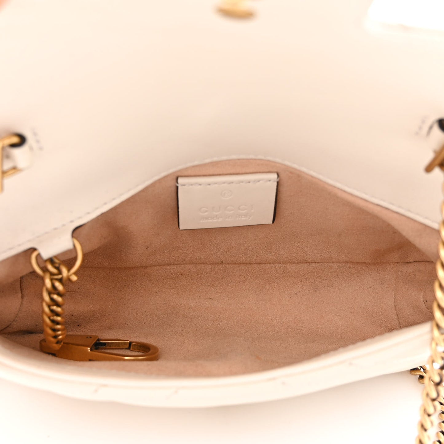 Calfskin Matelasse Super Mini GG Marmont Shoulder Bag White