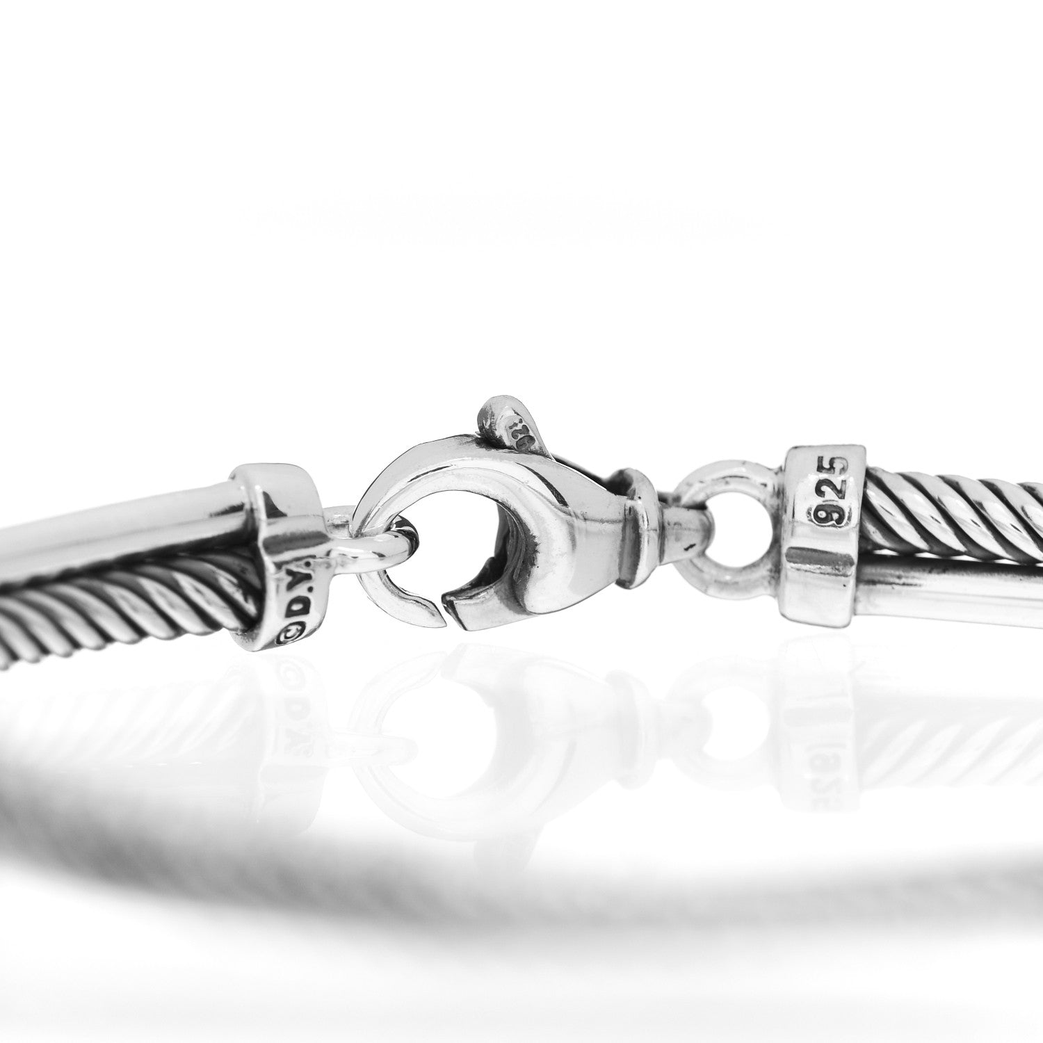 David Yurman Sterling Silver Diamond 3mm Crossover Bracelet 3 of 3