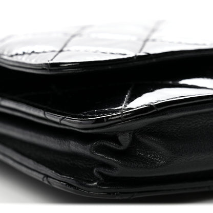 Chanel Distressed Patent Calfskin Quilted Reissue Wallet On Chain WOC Black 10 of 14