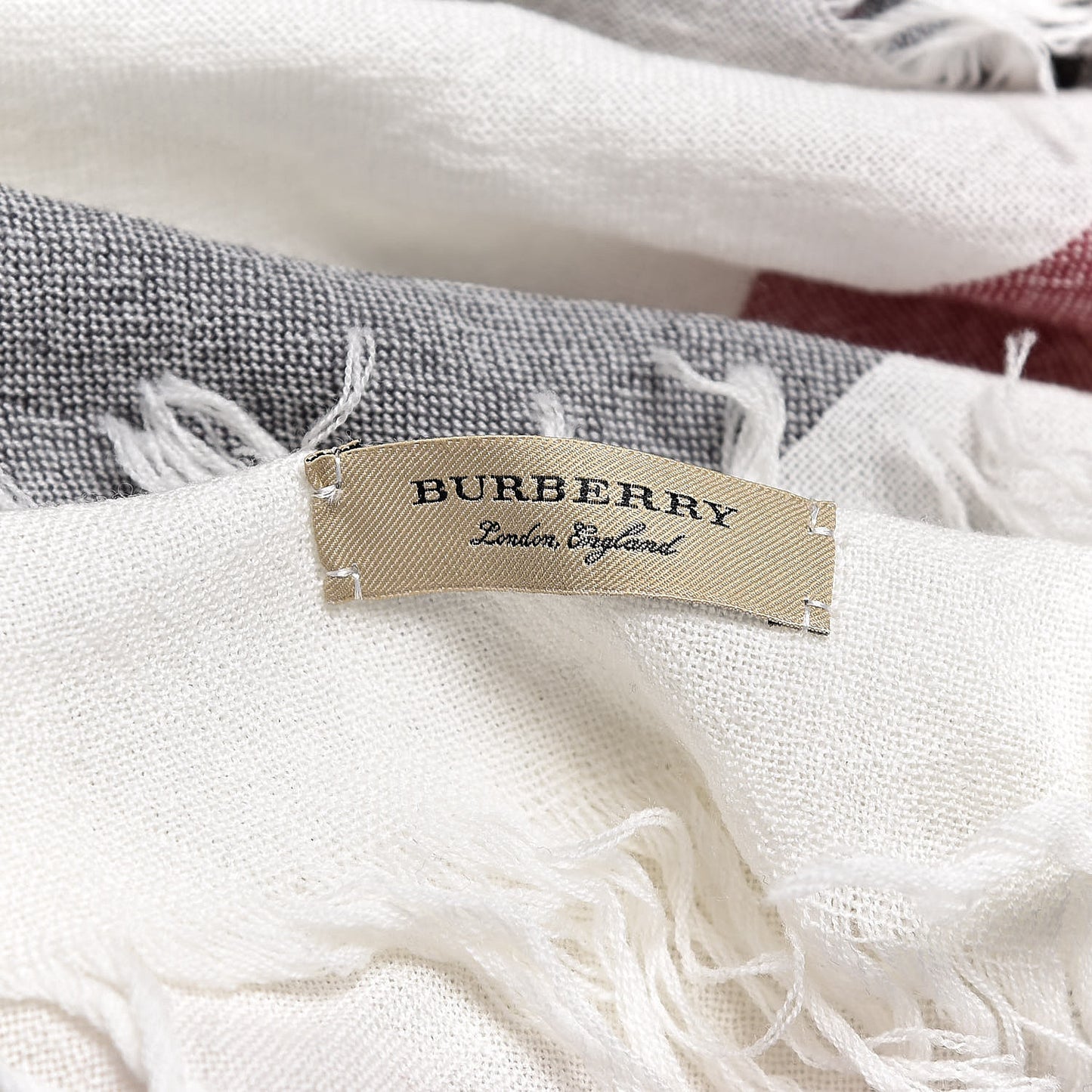 Merino Wool House Check Scarf Ivory