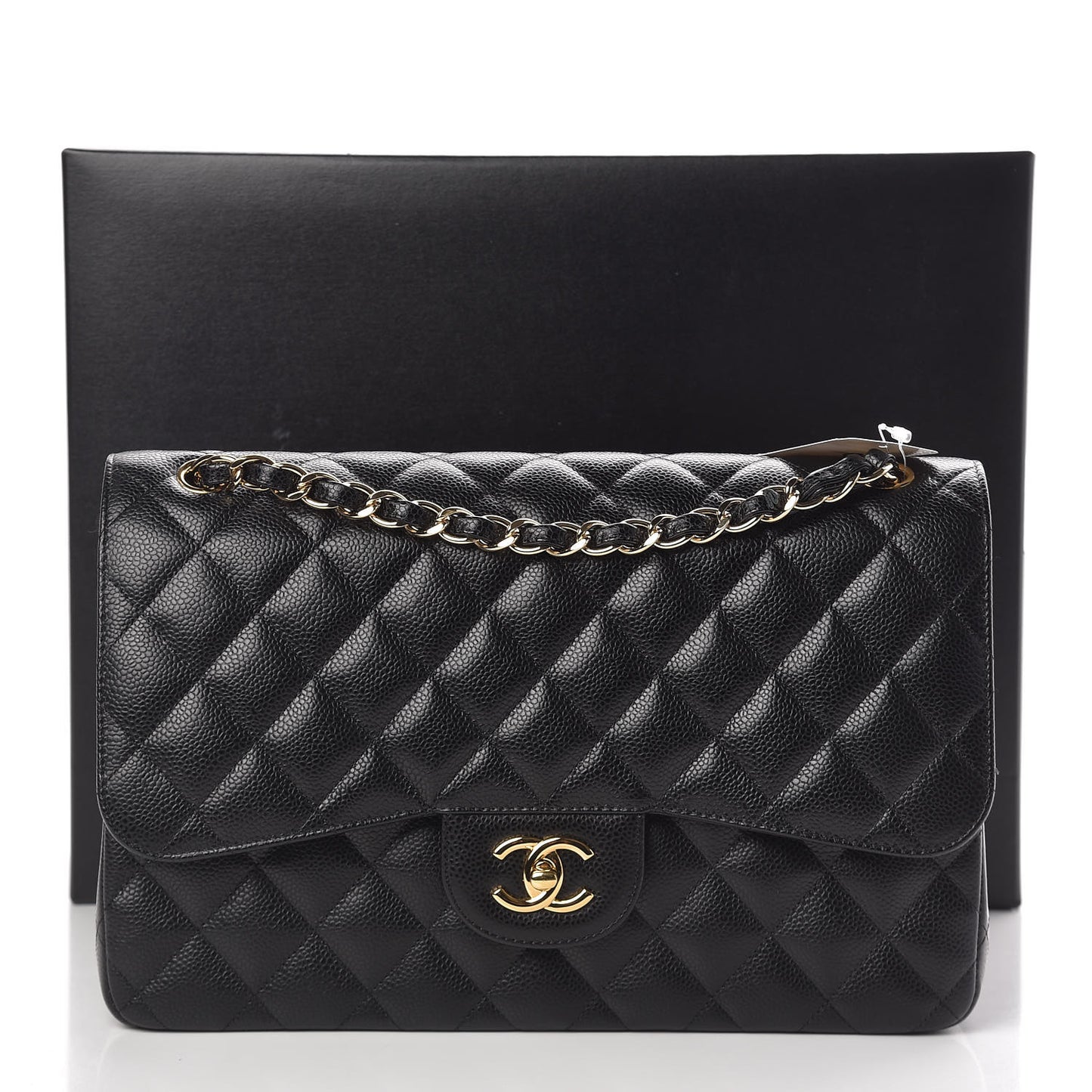 Caviar Quilted Jumbo Double Flap Black