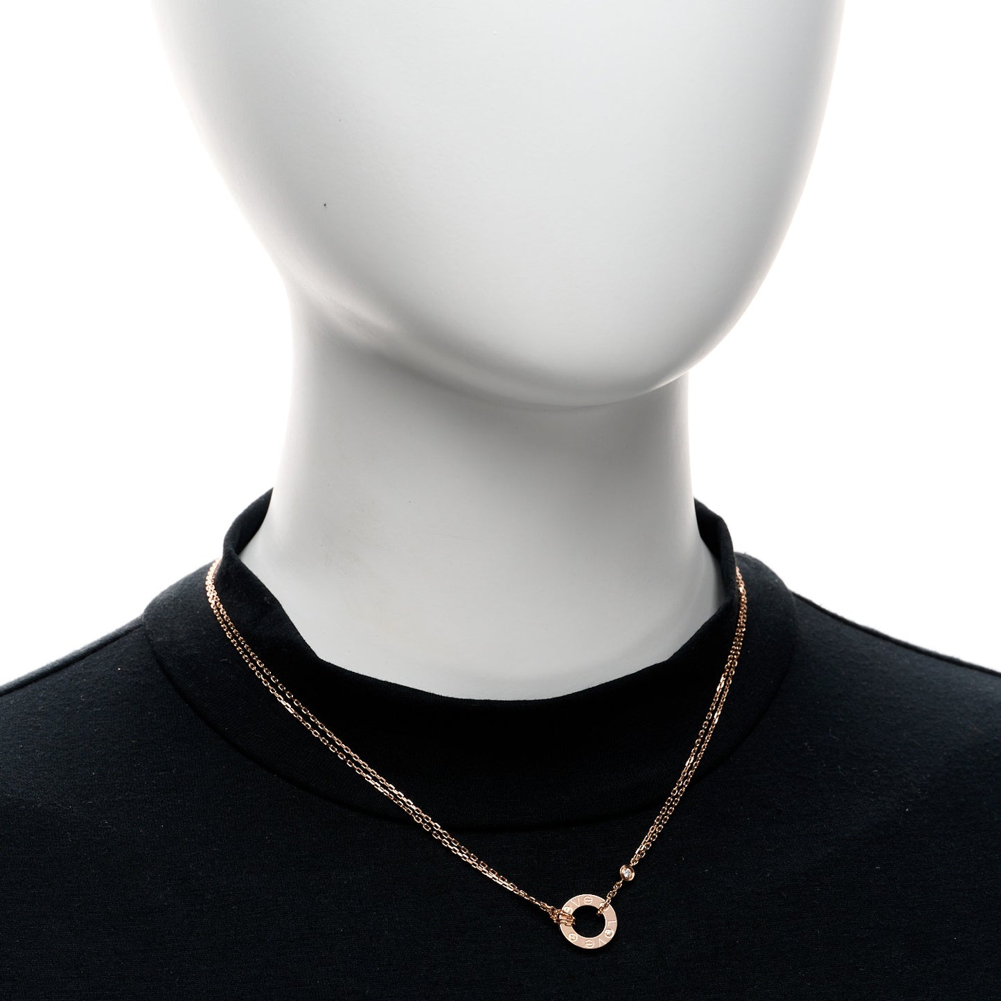 18K Pink Gold 2 Diamond LOVE Necklace