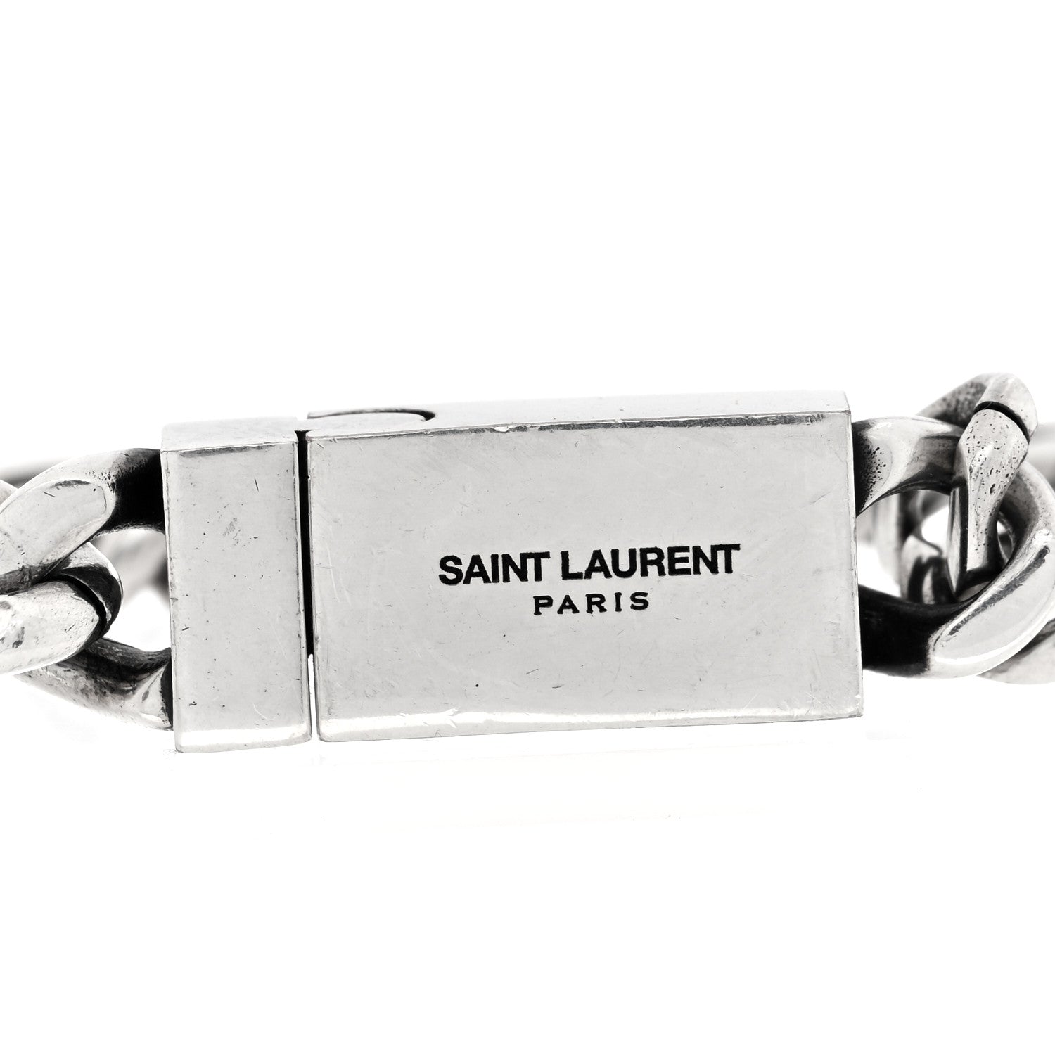 Saint Laurent Metal Curb Chain Bracelet Oxidized Silver 8 of 8