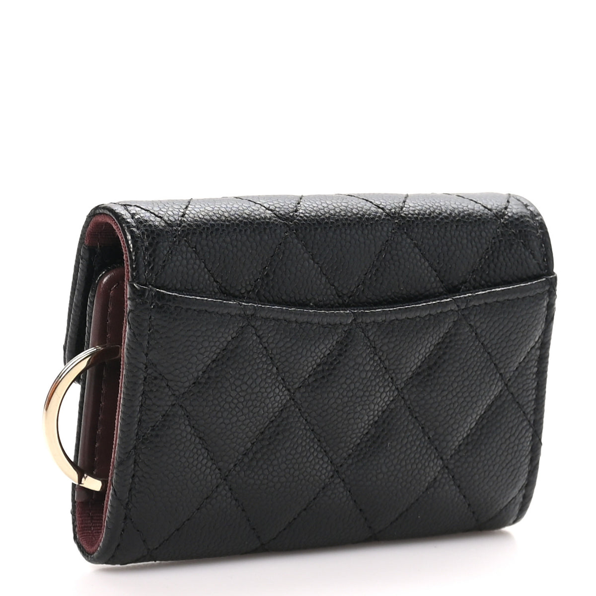 Caviar Quilted Classic 4 Key Holder Wallet Black