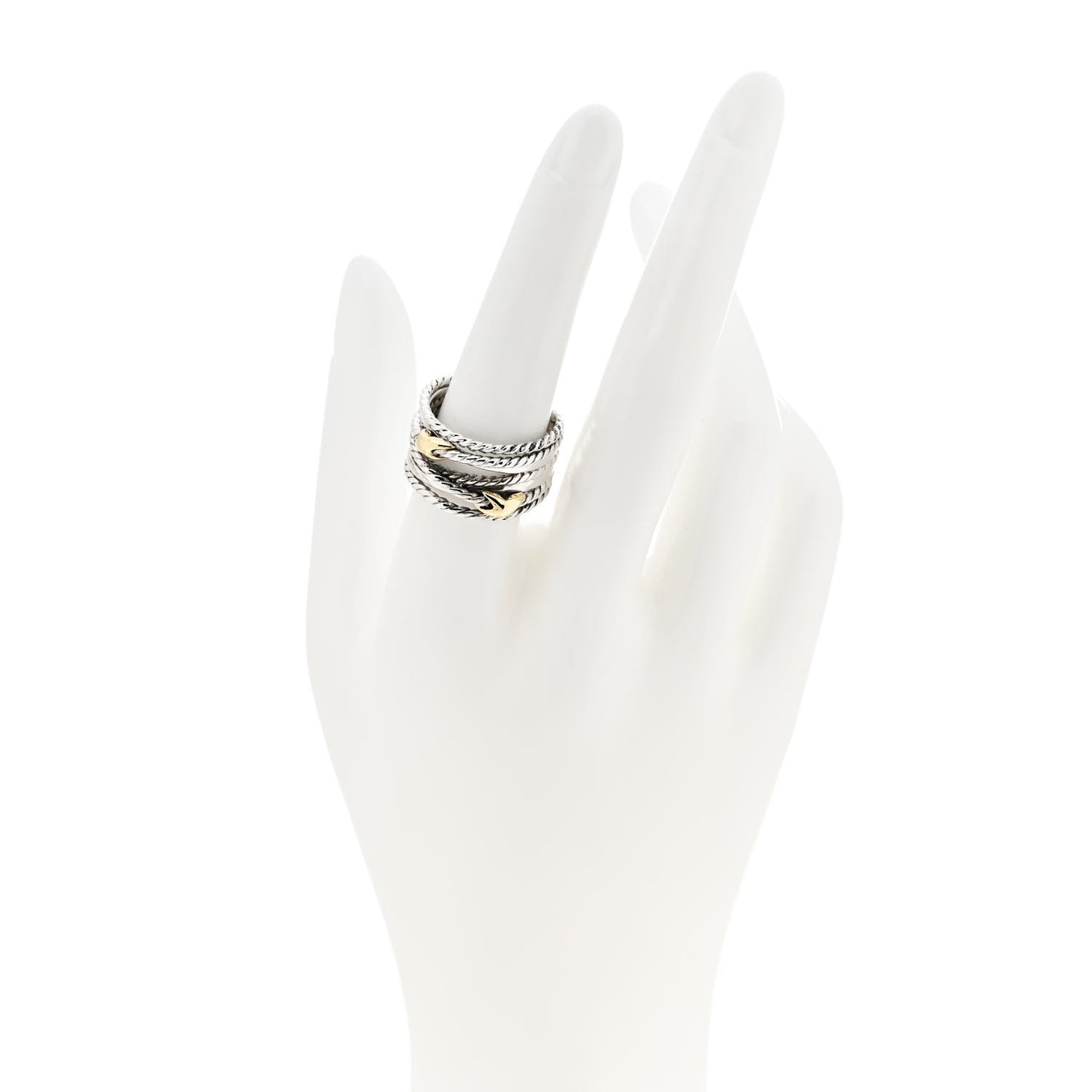 Sterling Silver 18K Yellow Gold Double X Crossover Ring 56 7.75