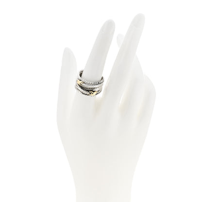 David Yurman Sterling Silver 18K Yellow Gold Double X Crossover Ring 56 7.75 2 of 4