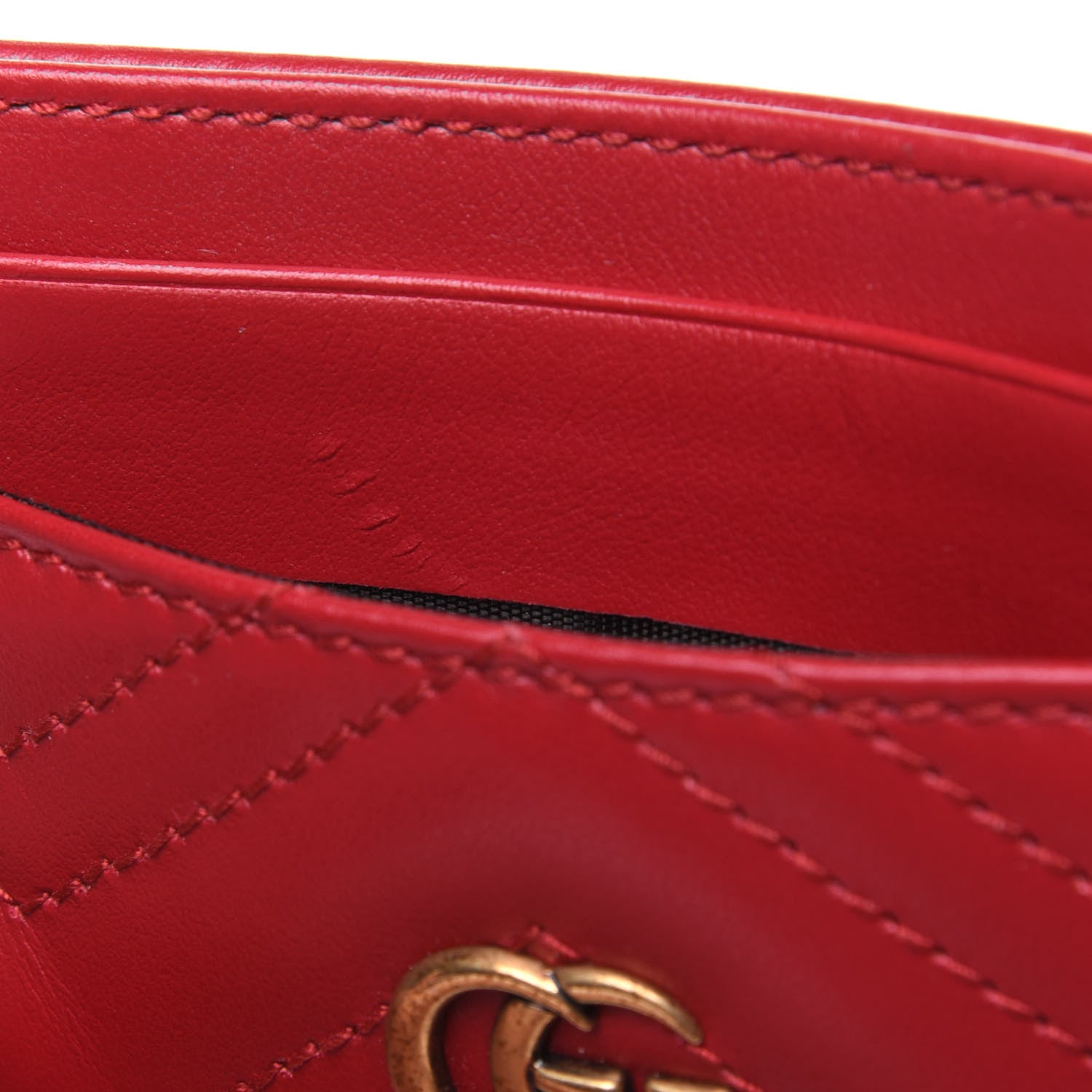 Gucci Calfskin Matelasse GG Marmont Card Holder Hibiscus Red 7 of 13