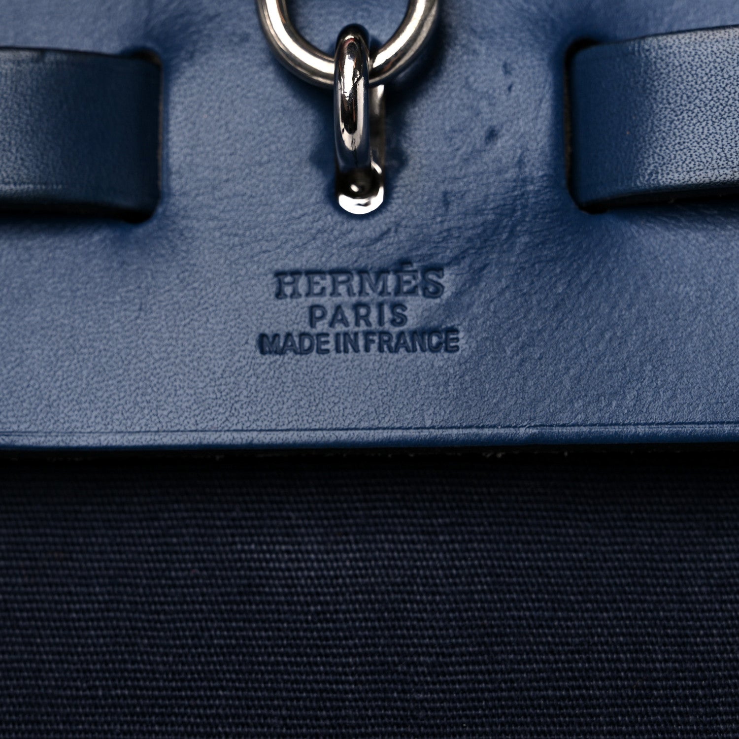 Hermes Toile Vache Calfskin Herbag 40 GM Navy Bleu 6 of 19