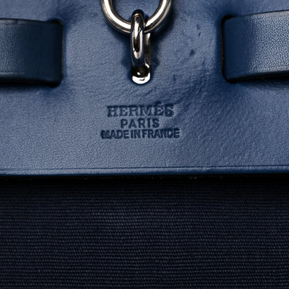 Hermes Toile Vache Calfskin Herbag 40 GM Navy Bleu 6 of 19