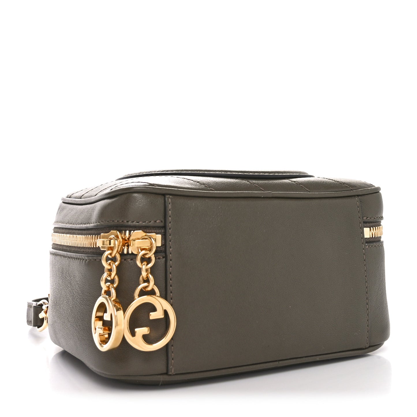 Sakai Be Green Calfskin Diagonal Stitched Blondie Top Handle Bag Craclet Brown