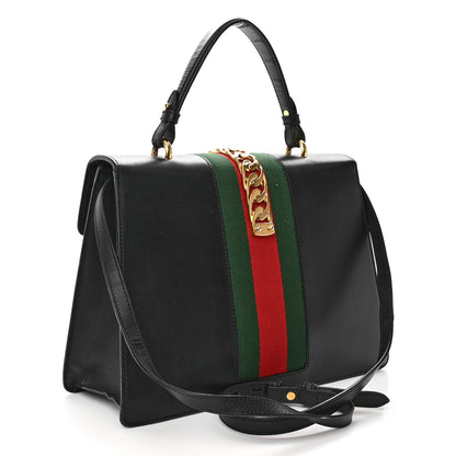 Gucci Calfskin Medium Sylvie Top Handle Bag Black 3 of 11