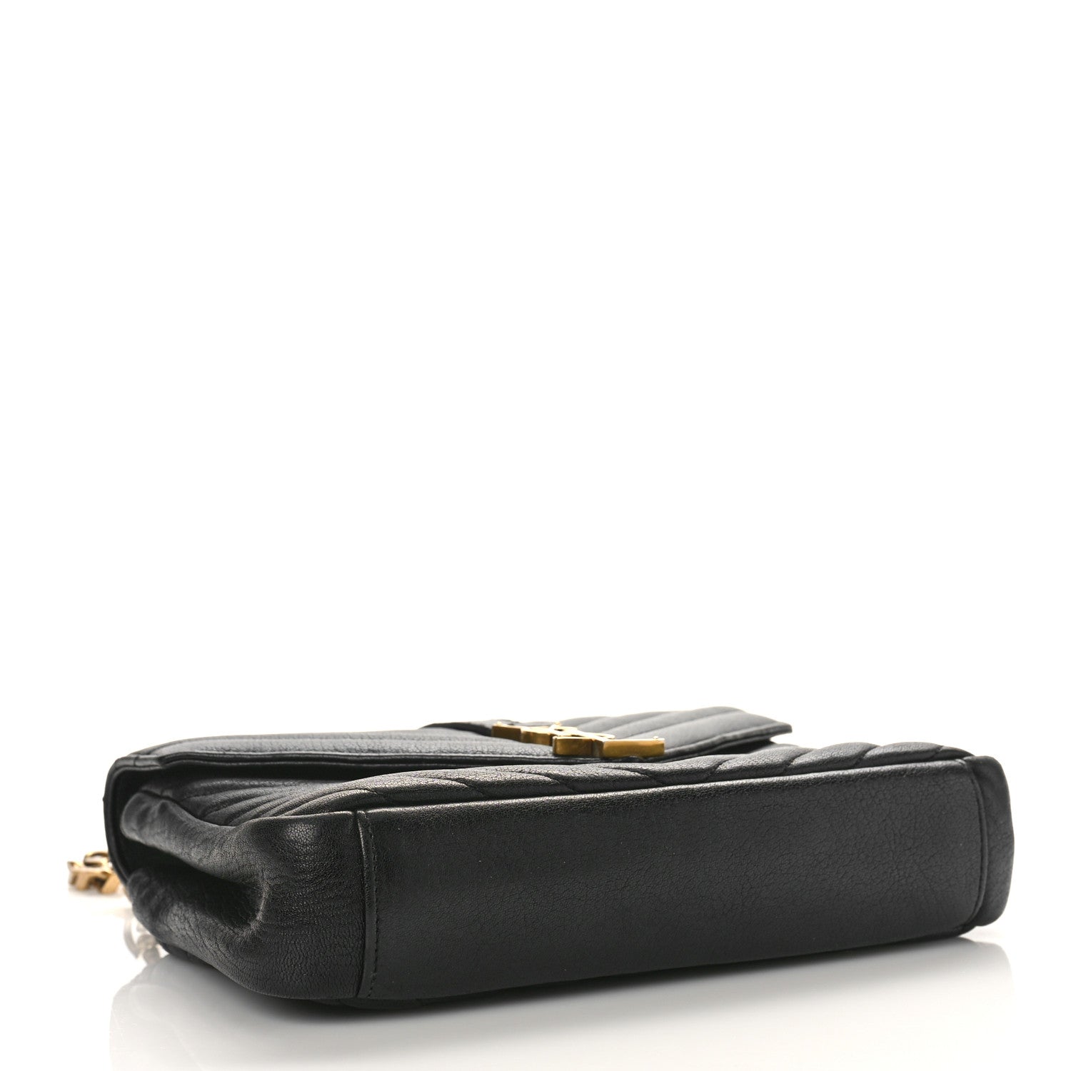 Saint Laurent Sheepskin Matelasse Chevron Monogram Medium College Bag Black 4 of 11