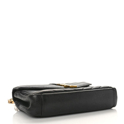 Saint Laurent Sheepskin Matelasse Chevron Monogram Medium College Bag Black 4 of 11
