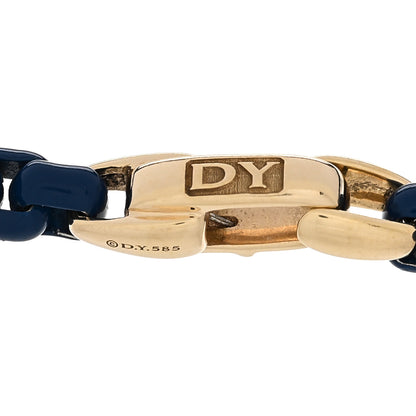 David Yurman Stainless Steel 14K Yellow Gold Acrylic Bel Aire 4mm Chain Bracelet Navy 3 of 4