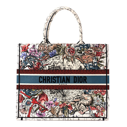 Christian Dior Canvas Embroidered Large Zodiac Book Tote Latte Multicolor 1 of 9