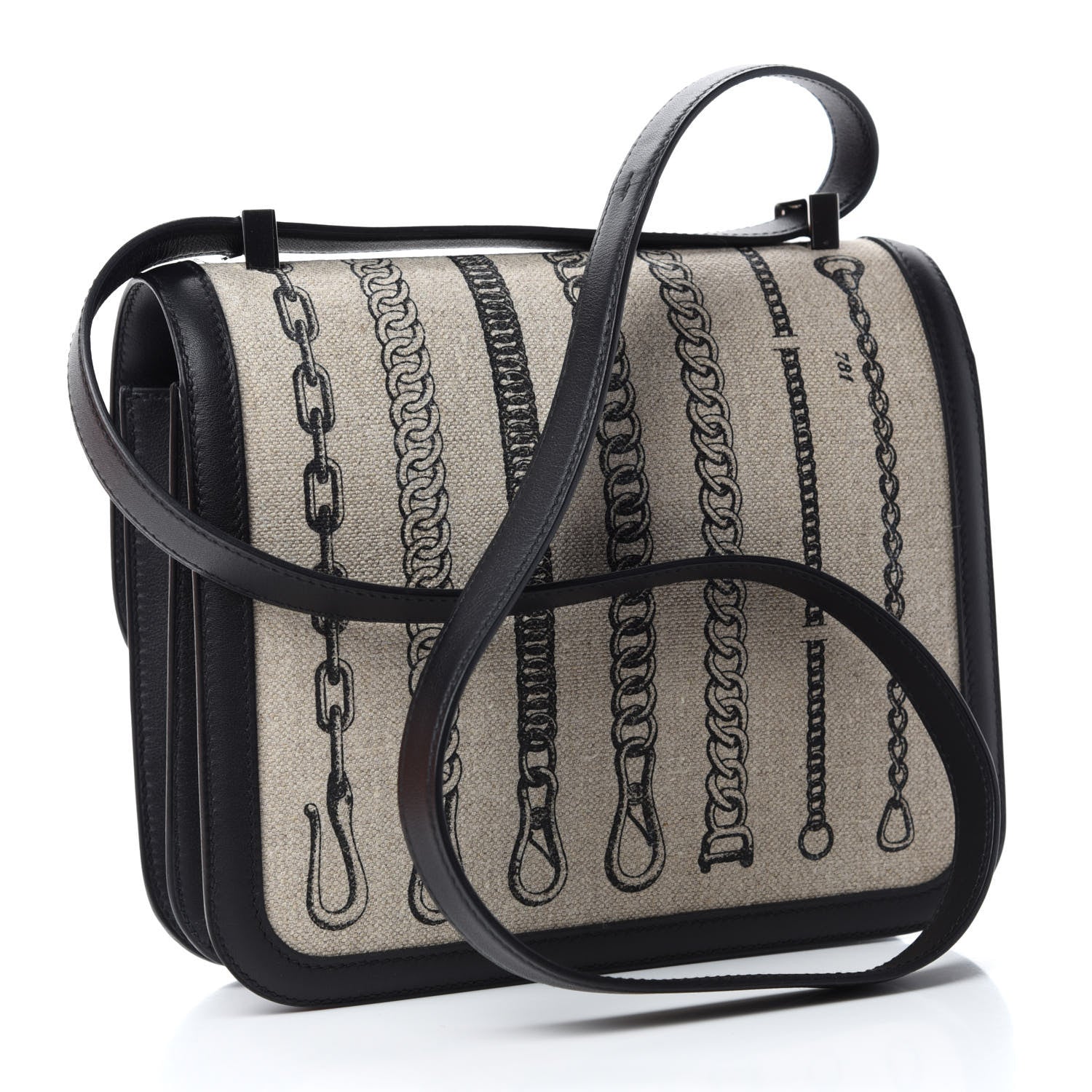 Hermes Swift Toile Dechainee Constance 24 Ficelle Black 3 of 11