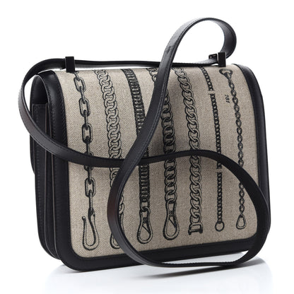 Hermes Swift Toile Dechainee Constance 24 Ficelle Black 3 of 11
