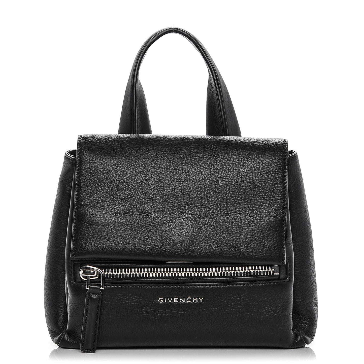Waxy Grained Calfskin Mini Pandora Pure Flap Bag Black