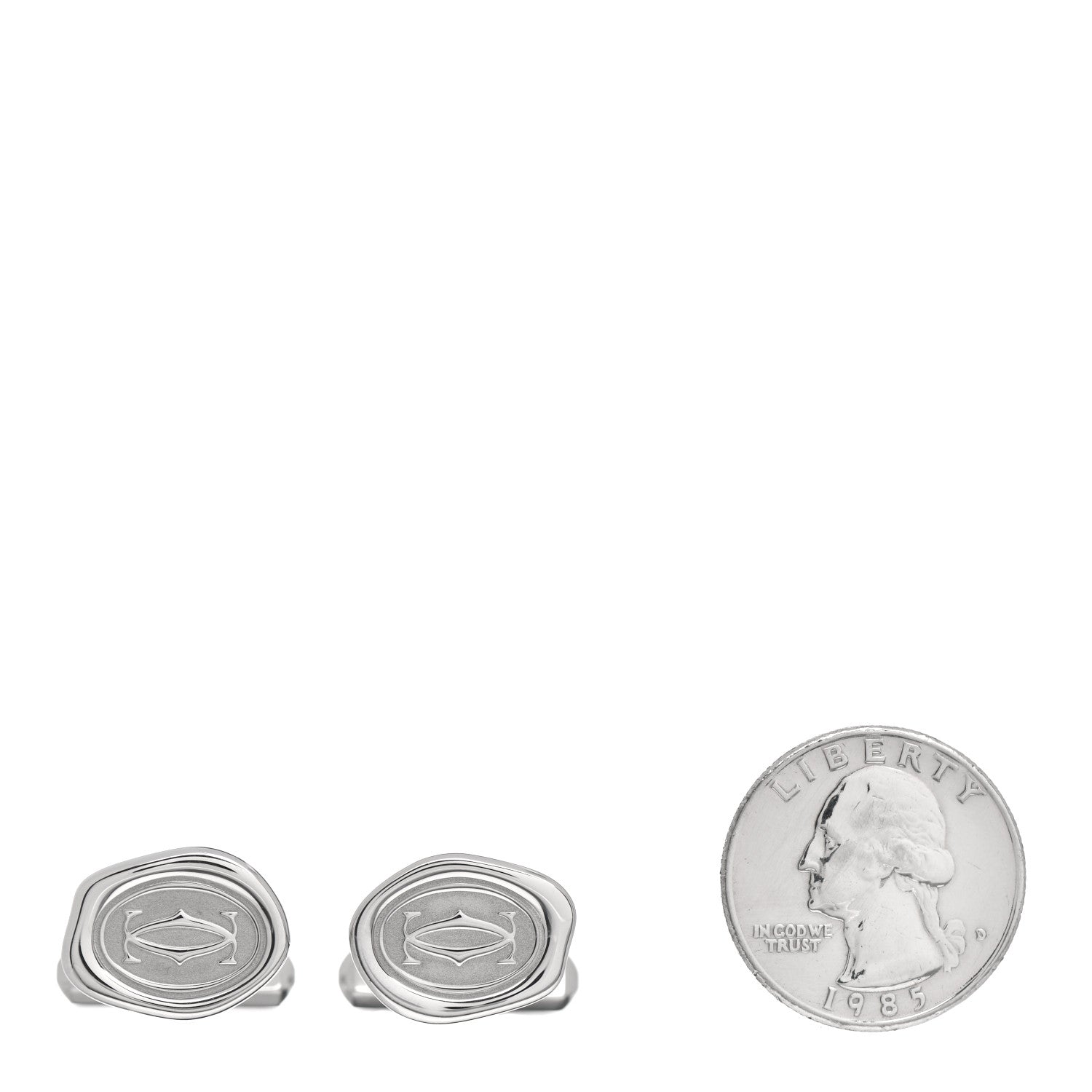 Cartier Sterling Silver Palladium Finish Wax Seal Motif Cufflinks 2 of 5