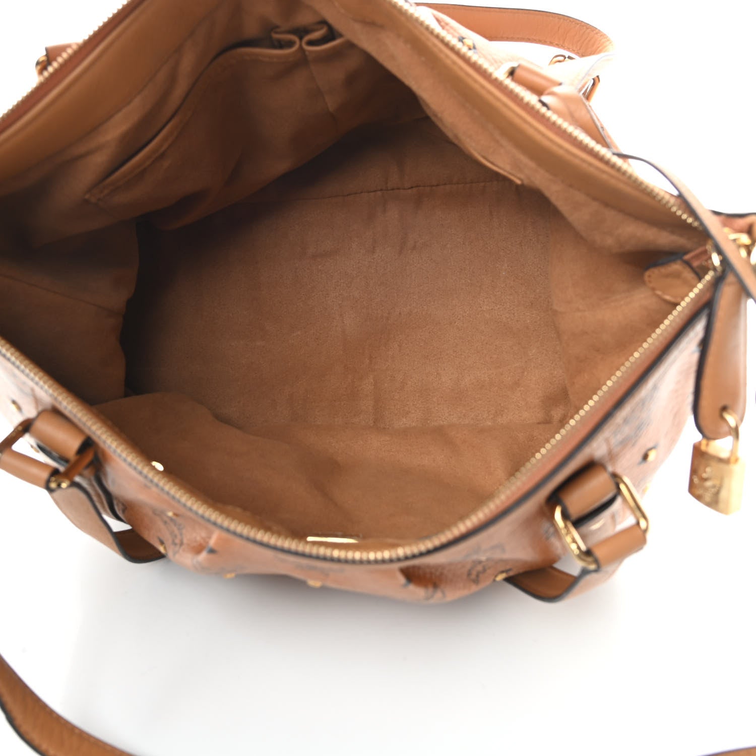 MCM Visetos Medium Essentials Shopper Tote Cognac 5 of 12