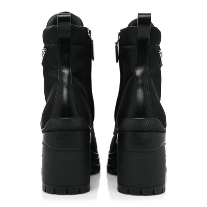 Prada Spazzolato Re-Nylon Metal Triangle Logo Lace Up 85mm Boots 39 Black 4 of 11