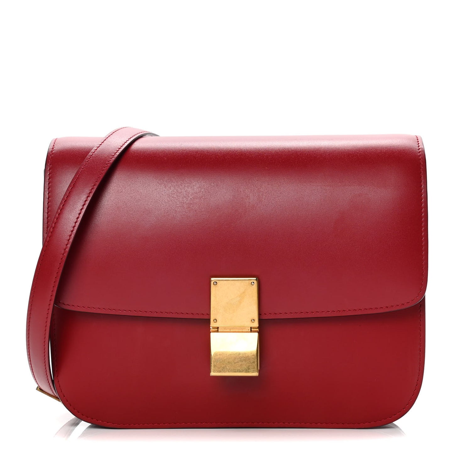 Box Calfskin Medium Classic Box Flap Bag Red