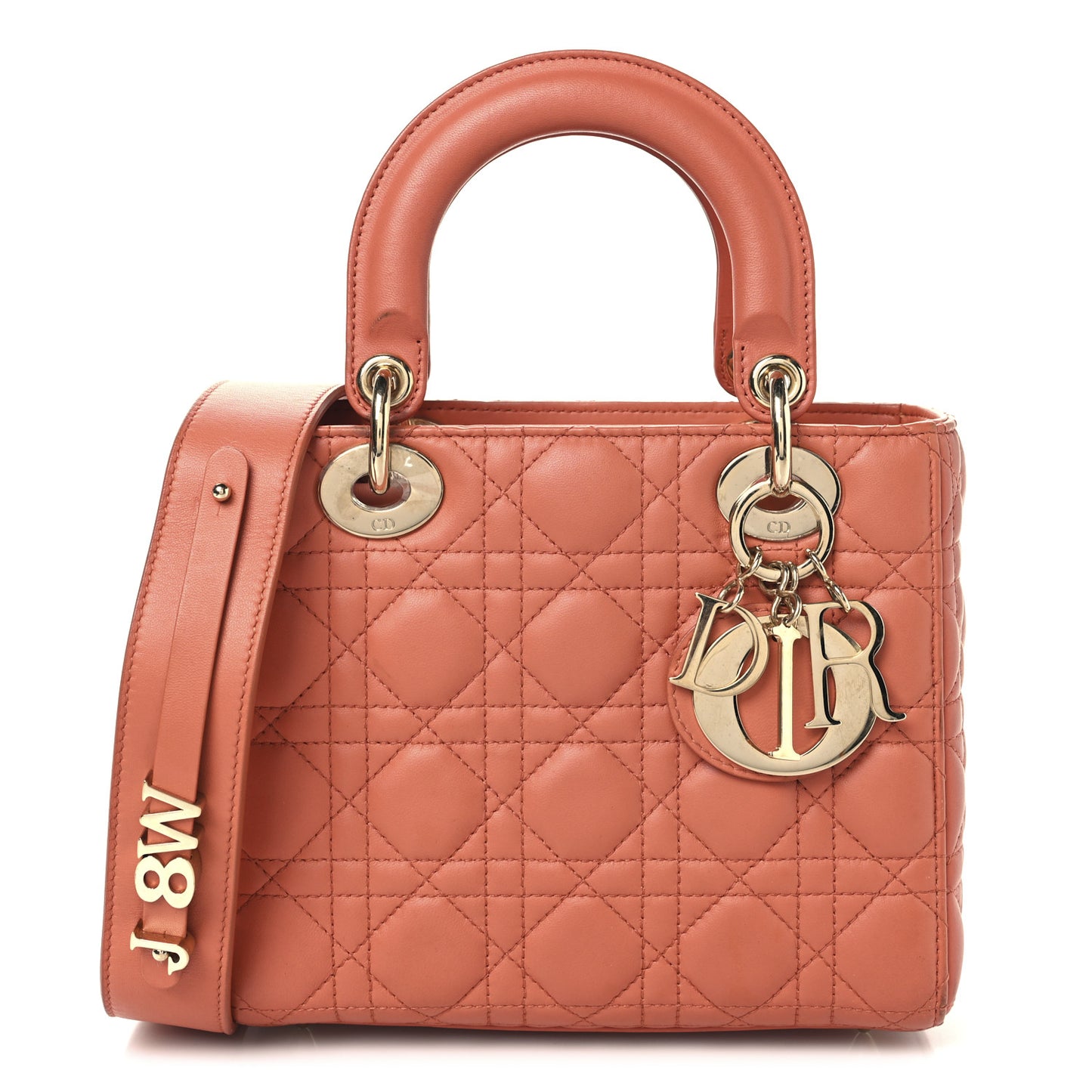 Lambskin Cannage Small My ABCDior Lady Dior Coral