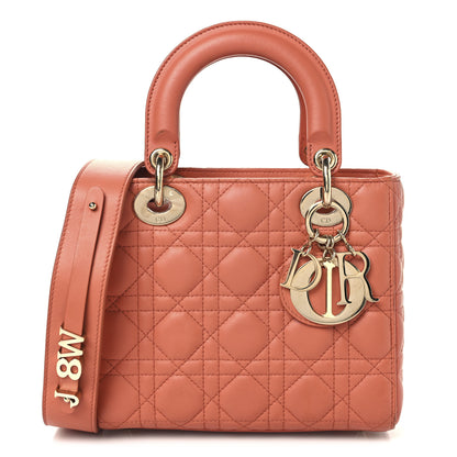 Christian Dior Lambskin Cannage Small My ABCDior Lady Dior Coral 1 of 13
