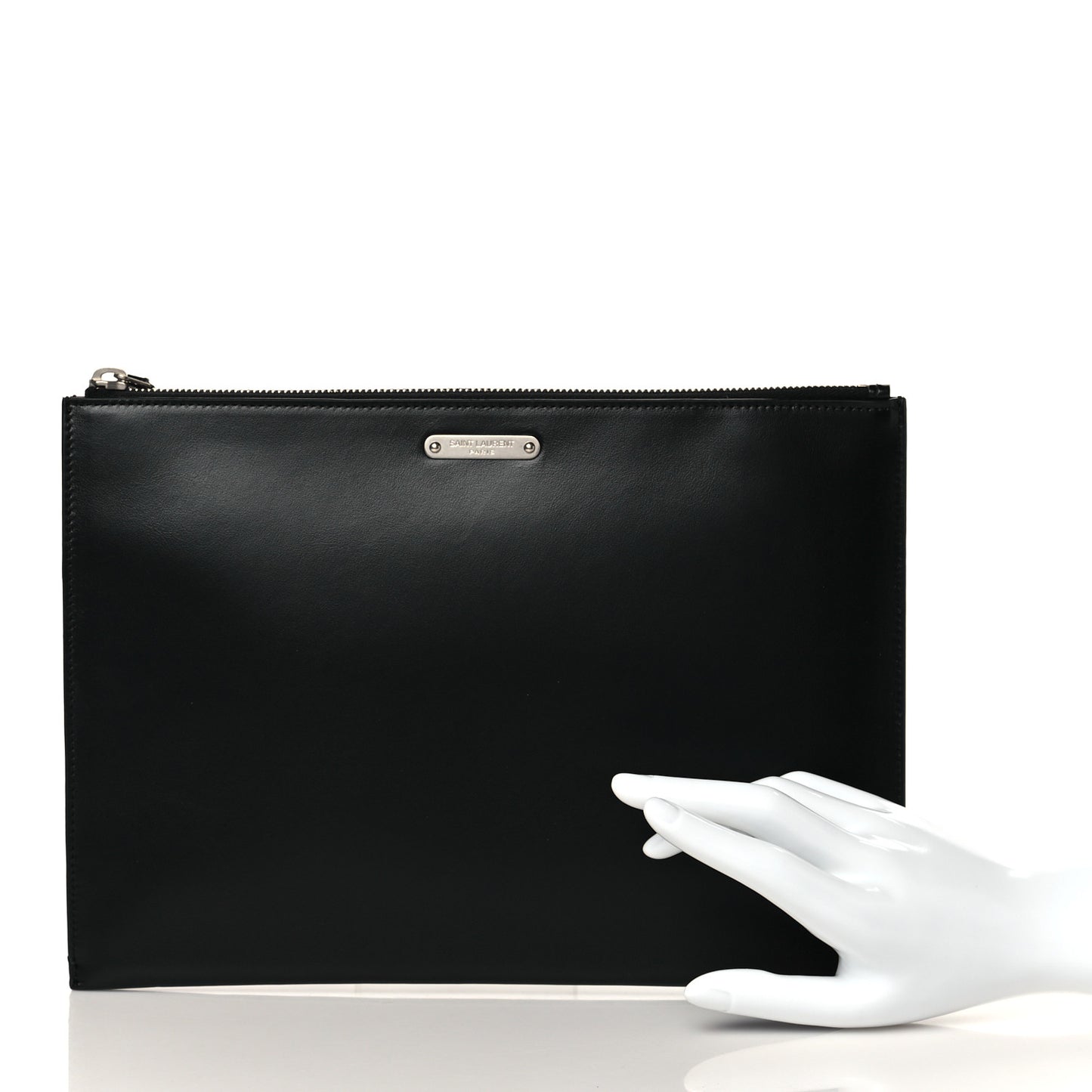 Calfskin Zipped Clutch Black