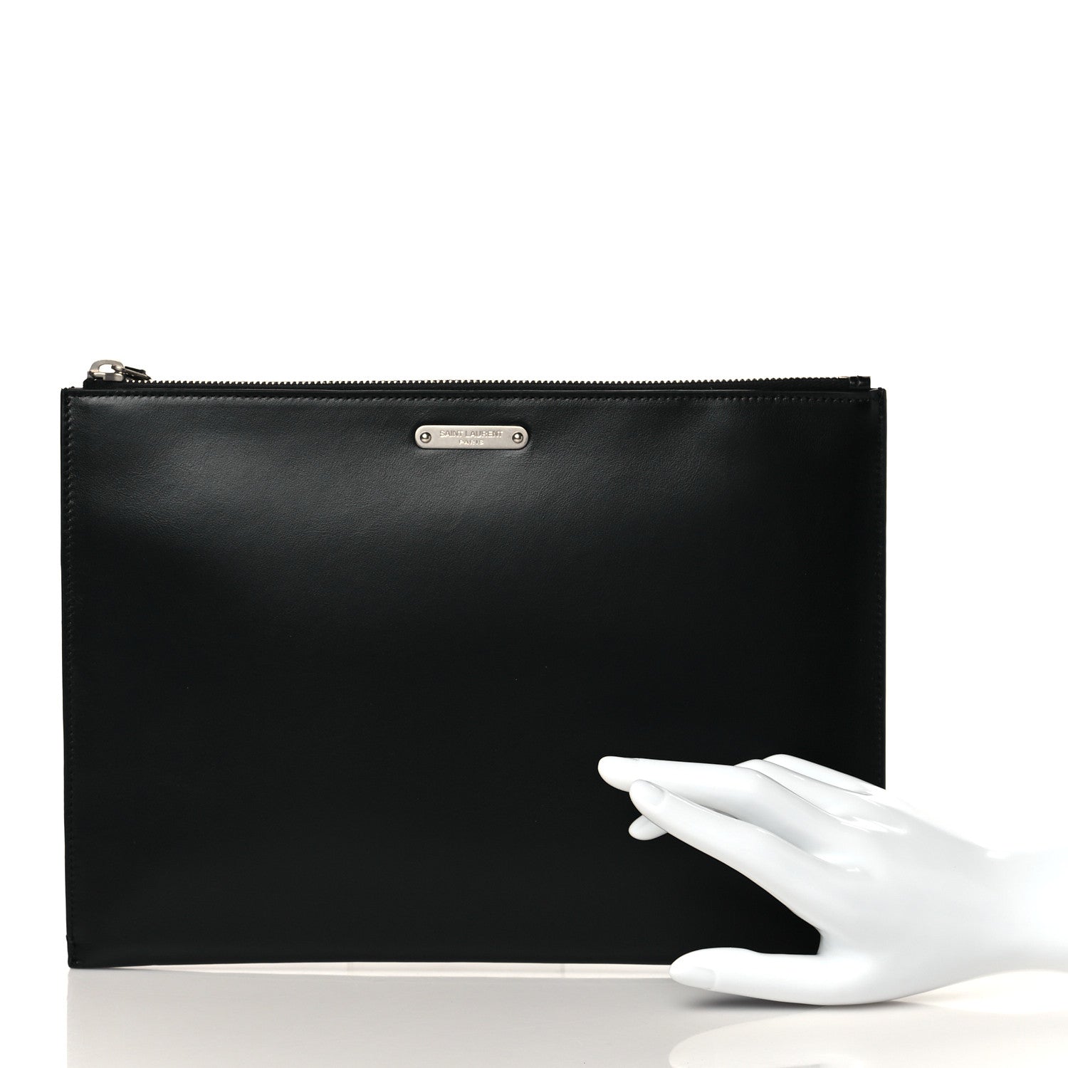 Saint Laurent Calfskin Zipped Clutch Black 2 of 8