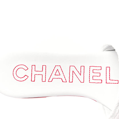 Chanel Jersey Knit CC Mules 37 White Fuchsia 7 of 9