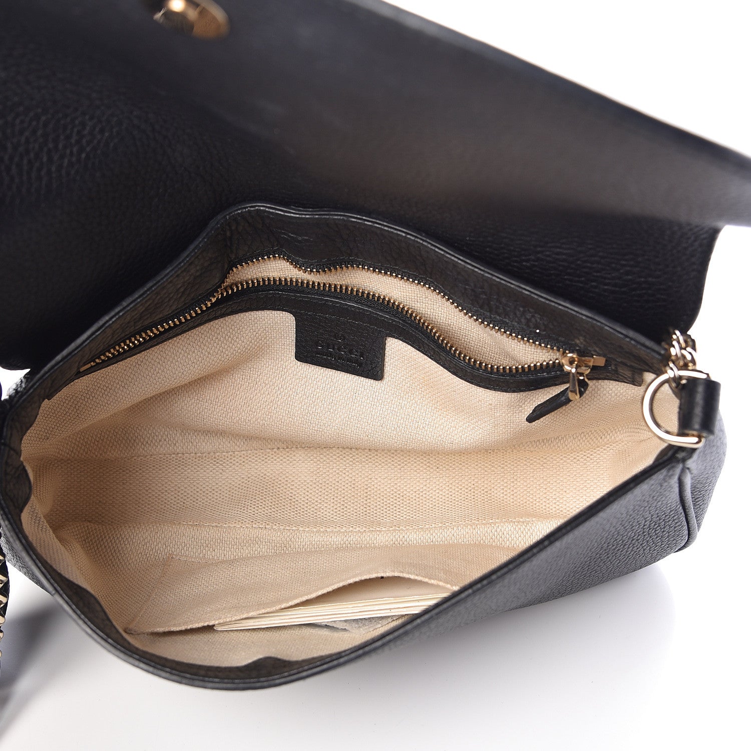 Gucci Pebbled Calfskin Medium Soho Flap Crossbody Black 5 of 9