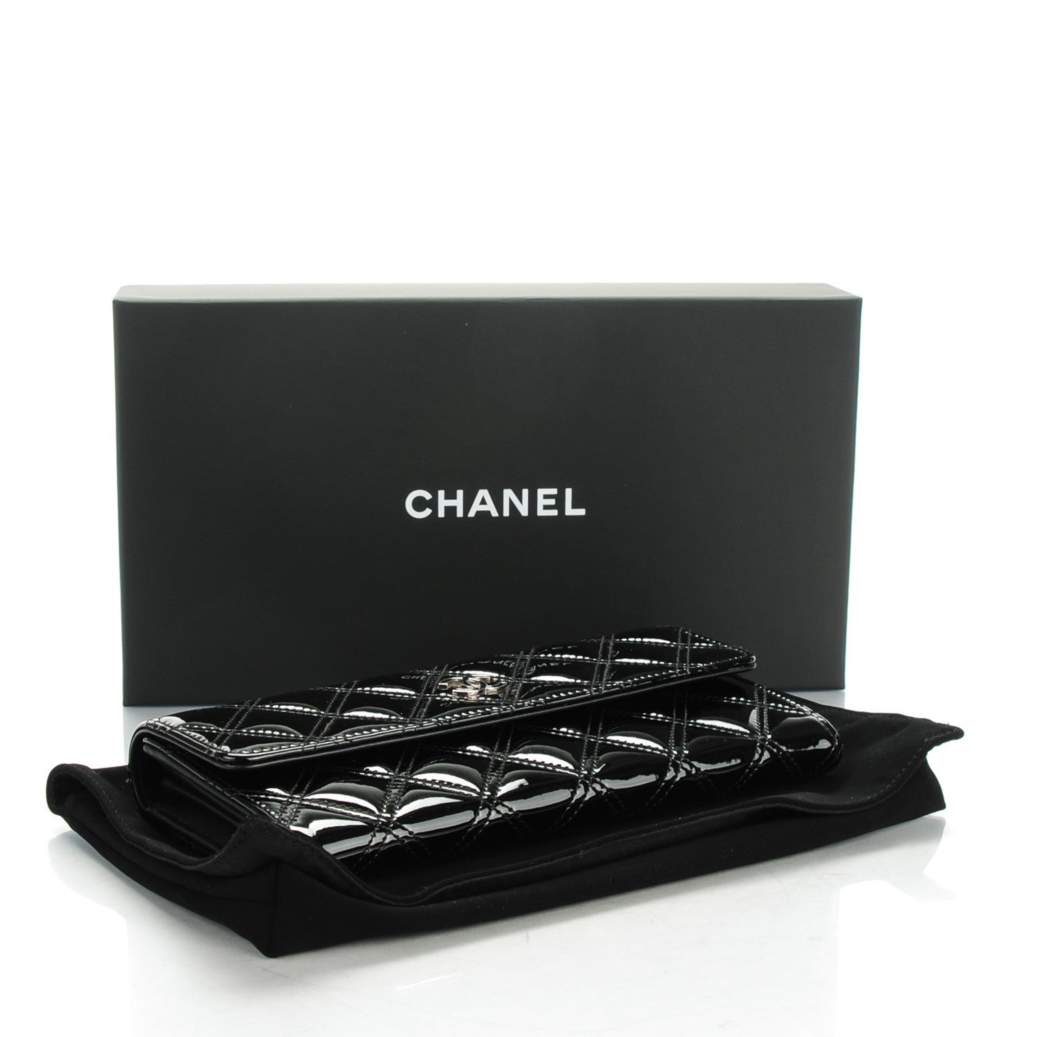 Chanel Patent CC Large Gusset Flap Wallet Black 4 of 8