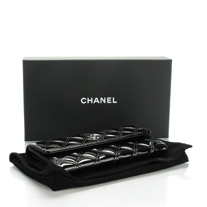 Chanel Patent CC Large Gusset Flap Wallet Black 4 of 8