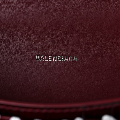 Balenciaga Calfskin Graffiti Crocodile Embossed Hourglass Top Handle Bag XS Dark Red White 6 of 10