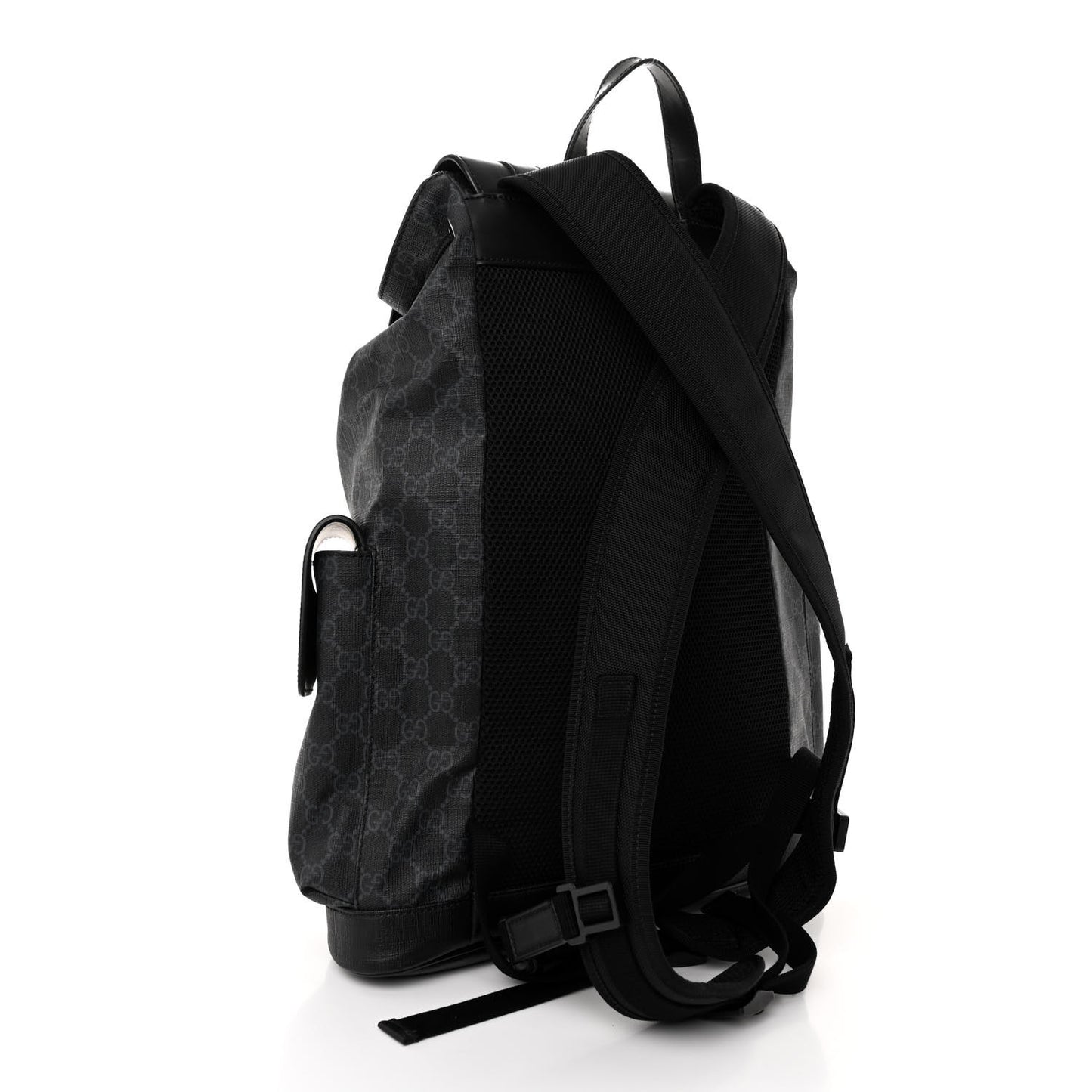 Soft GG Supreme Monogram Calfskin Web Double Buckle Backpack Black