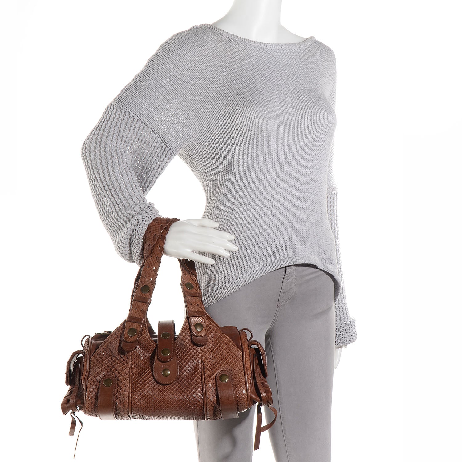 Chloe Python Silverado Shoulder Bag Brown 2 of 8