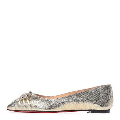 Christian Louboutin Metallic Nappa Merimee Flats 38.5 Platine 1 of 8