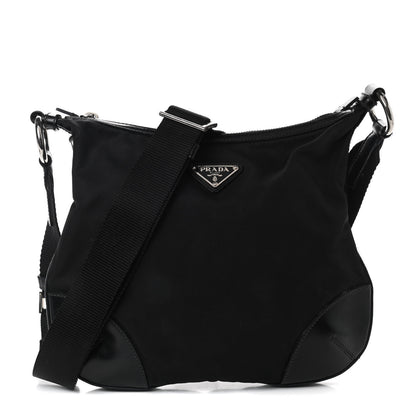 Prada Tessuto Nylon Calfskin Flat Messenger Bag Black 1 of 9