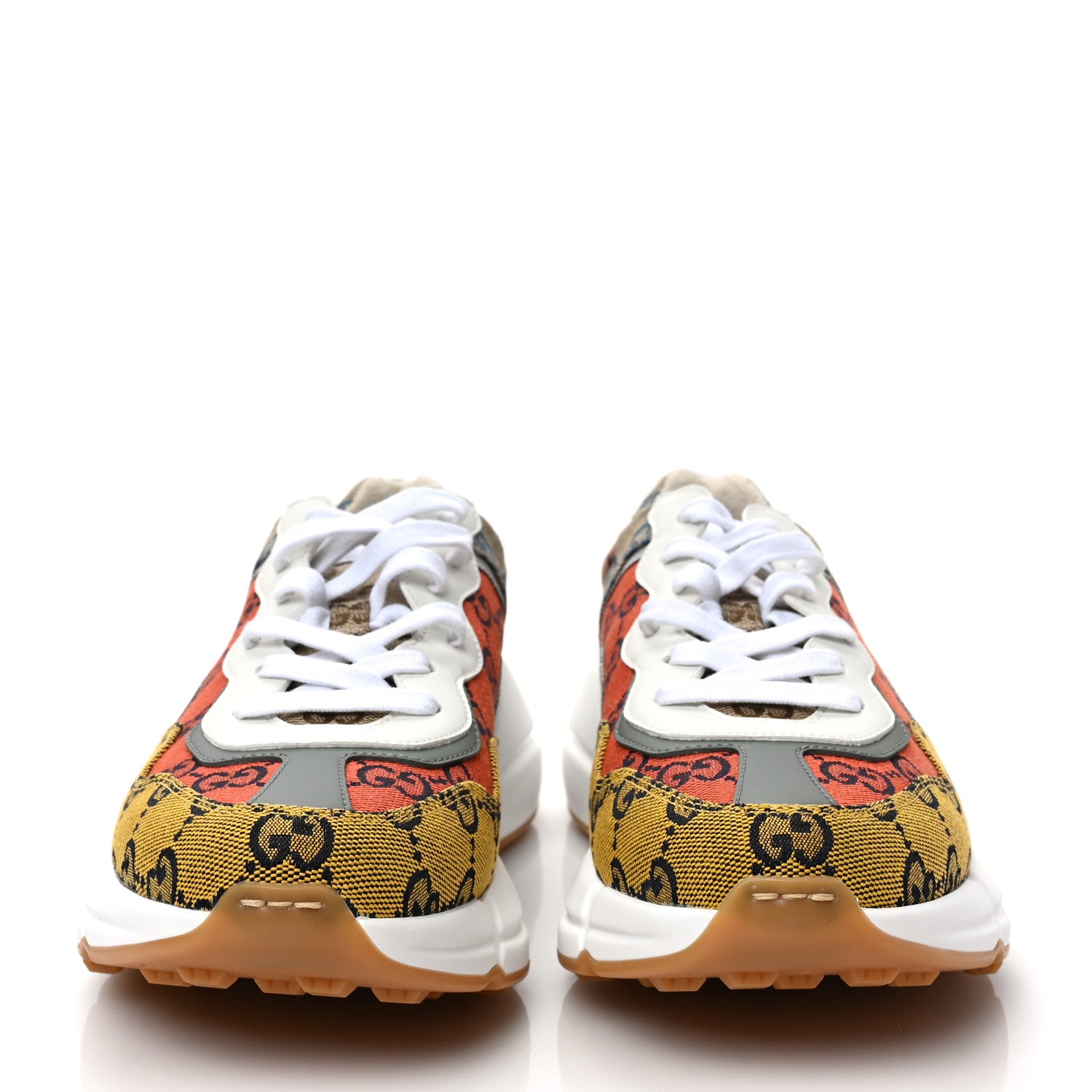 Gucci Monogram Multicolor Demetra Womens Rhyton Sneakers 38.5 Yellow Blue Great White Tabasco 2 of 7