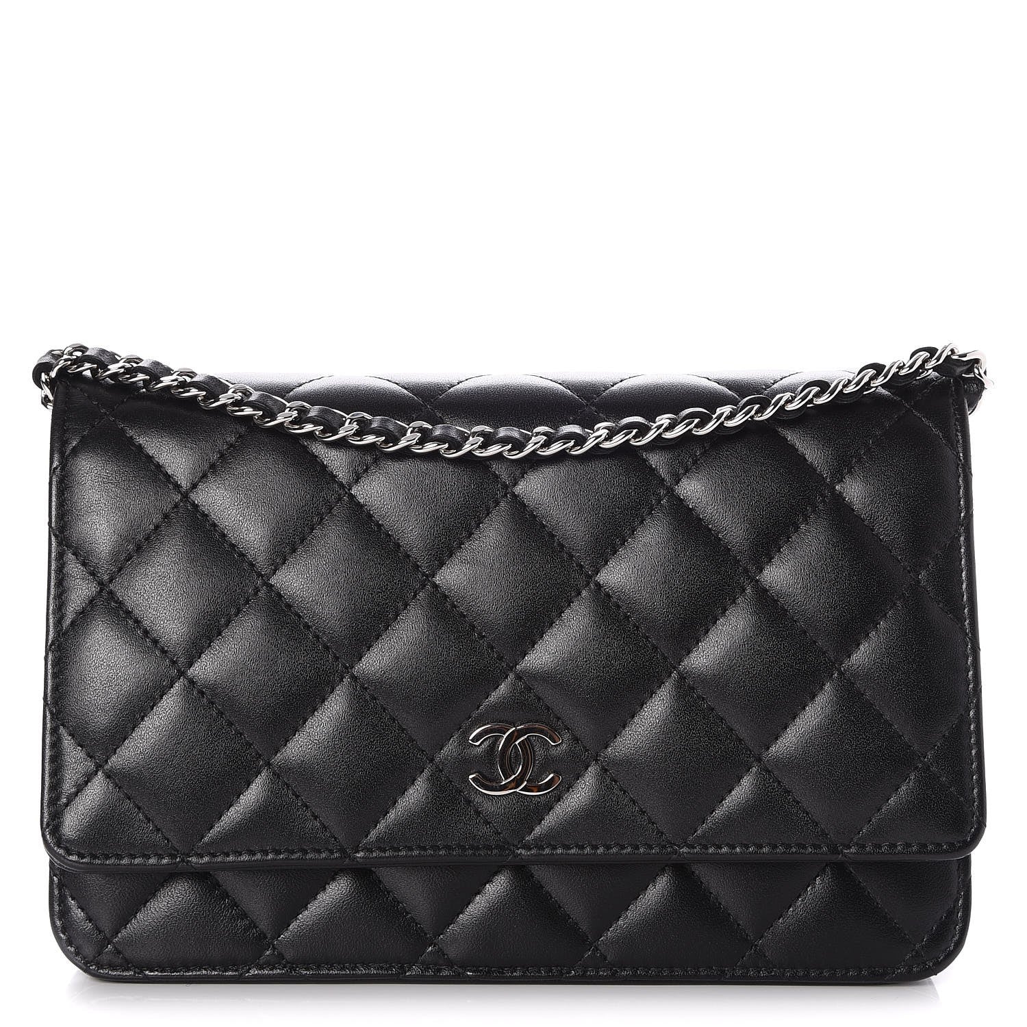 Chanel Lambskin Quilted Wallet On Chain WOC Black 1 of 10